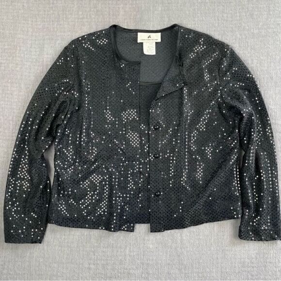 Vintage Anthony Mark Hankins Black Sequins Lightweight Top Built In Camisole M - Picture 1 of 10